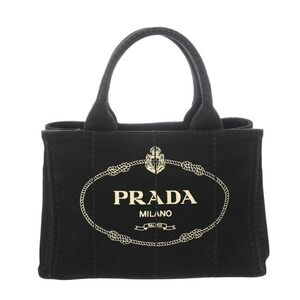 PRADA Canapa Black Canvas Handbag